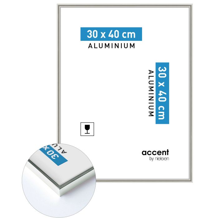 Aluminium Bilderrahmen Accent, 30 x 40 cm, Hellgrau, matt, Glas