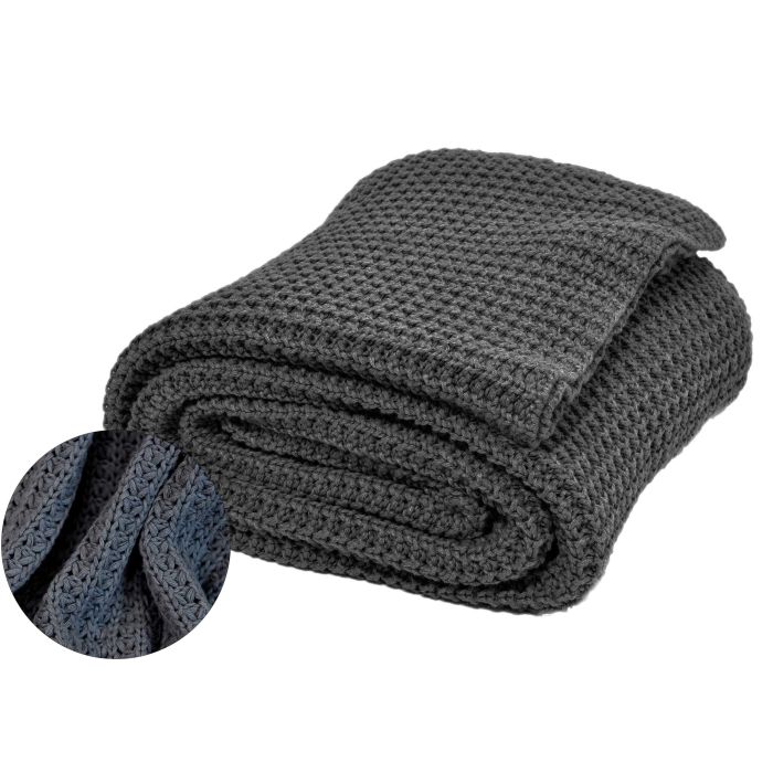 Wohndecke Baumwolle Alen, 150 x 200 cm, Dunkelgrau, OEKO-TEX® online kaufen