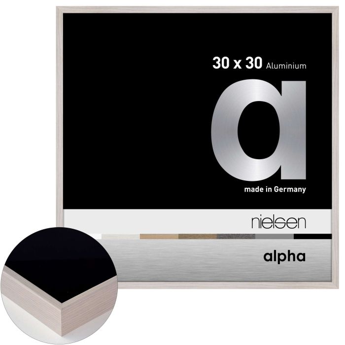 Aluminium Bilderrahmen Alpha, 30 x 30 cm, Weiß, matt, Glas