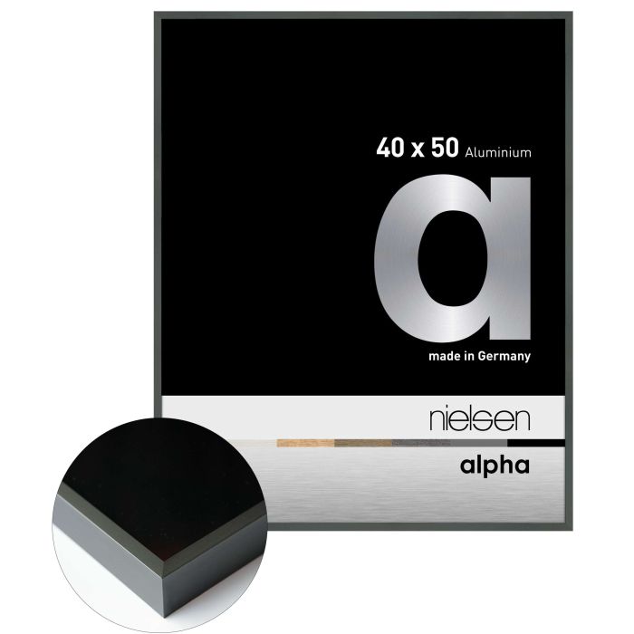 Aluminium Bilderrahmen Alpha, 40 x 50 cm, Grau, matt, Glas