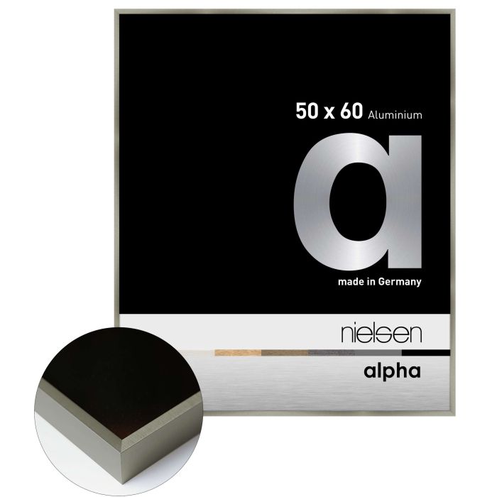 Aluminium Bilderrahmen Alpha, 50 x 60 cm, Grau, gebürstet, Glas