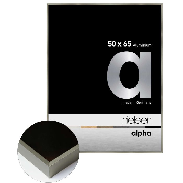 Aluminium Bilderrahmen Alpha, 50 x 65 cm, Grau, gebürstet, Glas
