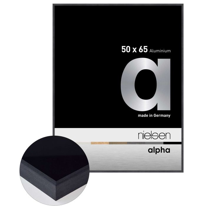 Aluminium Bilderrahmen Alpha, 50 x 65 cm, Dunkelgrau, matt, Glas
