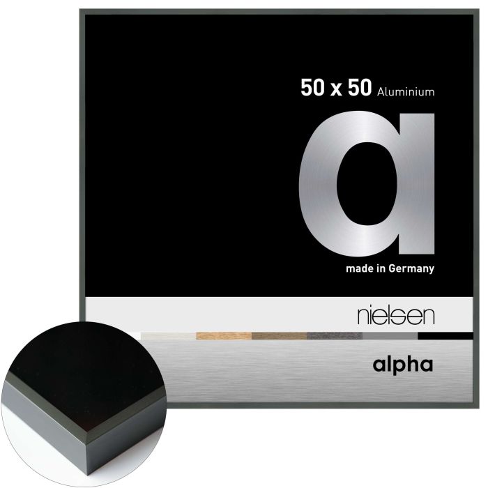 Aluminium Bilderrahmen Alpha, 50 x 50 cm, Grau, matt, Glas