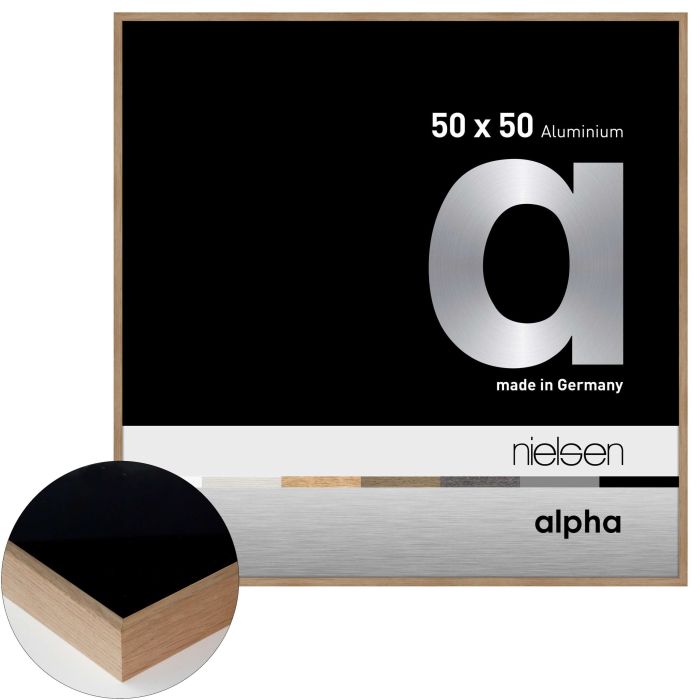 Aluminium Bilderrahmen Alpha, 50 x 50 cm, Hellbraun, matt, Glas