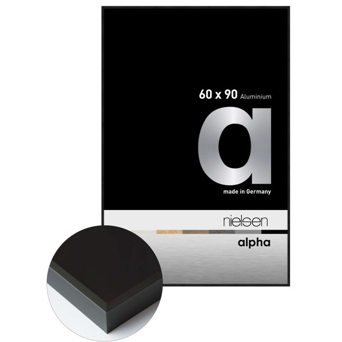 Aluminium Bilderrahmen Alpha, 60 x 90 cm, Schwarz, matt, Glas