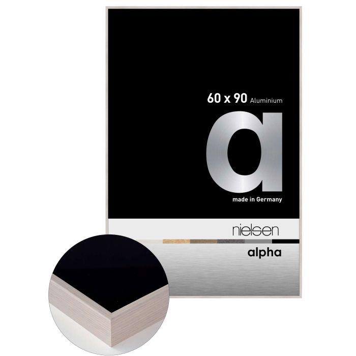 Aluminium Bilderrahmen Alpha, 60 x 90 cm, Weiß, matt, Glas