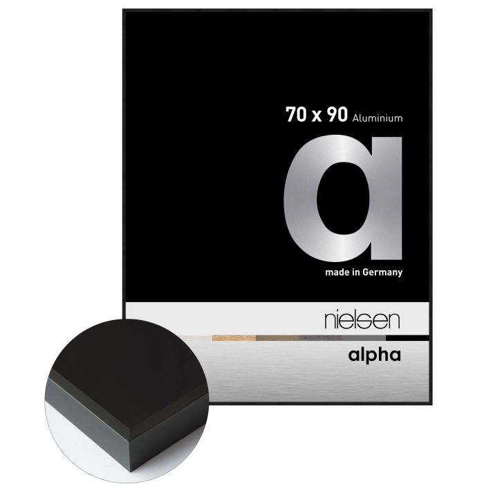 Aluminium Bilderrahmen Alpha, 70 x 90 cm, Schwarz, matt, Glas