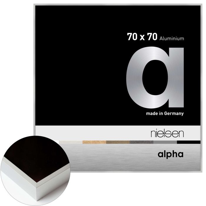 Aluminium Bilderrahmen Alpha, 70 x 70 cm, Silber, matt, Glas