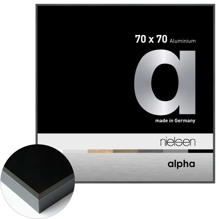 Aluminium Bilderrahmen Alpha, 70 x 70 cm, Grau, matt, Glas