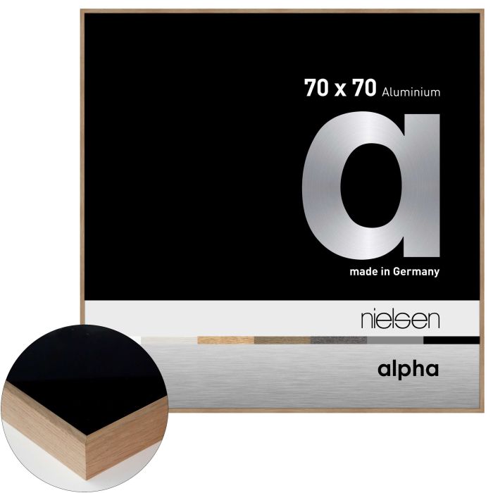Aluminium Bilderrahmen Alpha, 70 x 70 cm, Hellbraun, matt, Glas