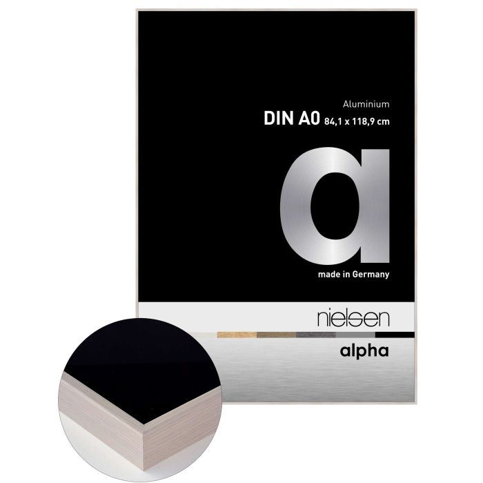 Aluminium Bilderrahmen Alpha, 84,1 x 118,9 cm (A0), Weiß, matt, Glas