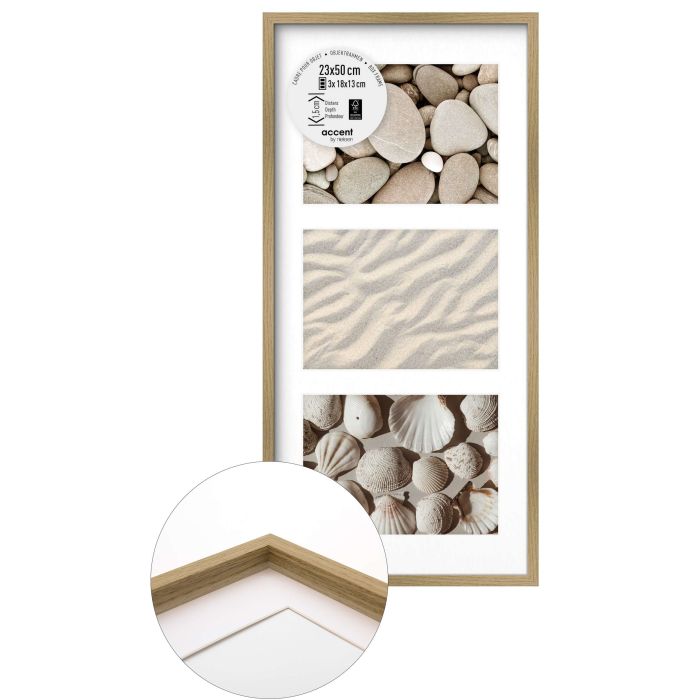 Holz Bilderrahmen Aura, 23 x 50 cm, Hellbraun, matt, Glas