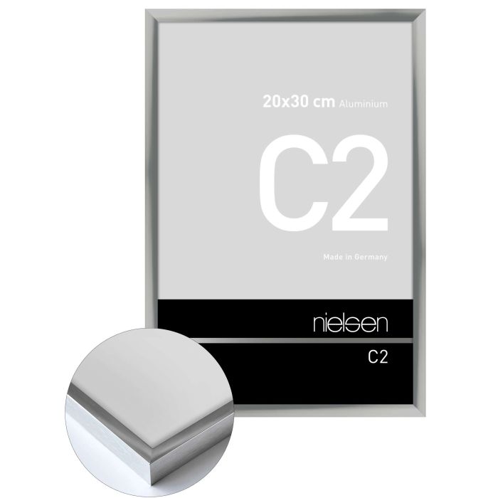 Aluminium Bilderrahmen C2, 20 x 30 cm, Silber, glänzend, Glas