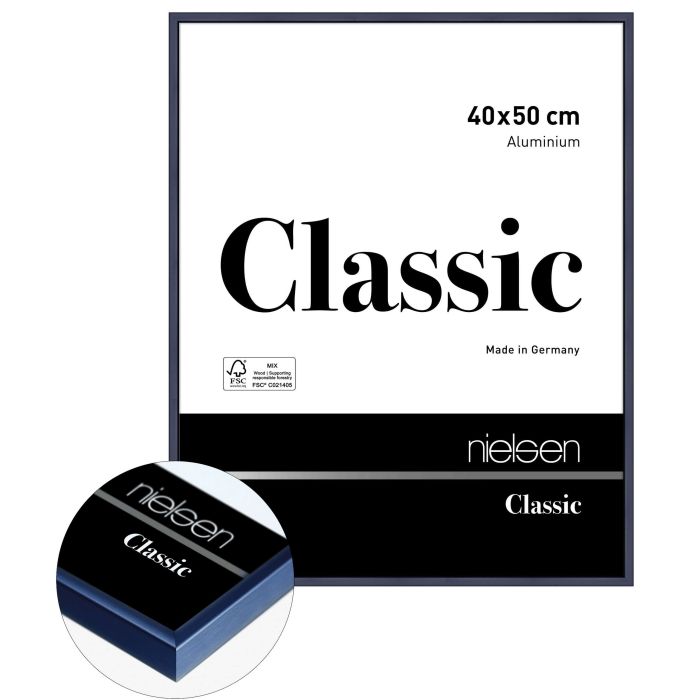 Aluminium Bilderrahmen Classic, 40 x 50 cm, Blau, matt, Glas
