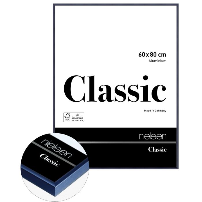 Aluminium Bilderrahmen Classic, 60 x 80 cm, Blau, matt, Glas