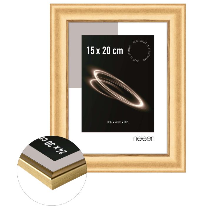 Holz Bilderrahmen Derby, 15 x 20 cm, Gold, matt, Glas