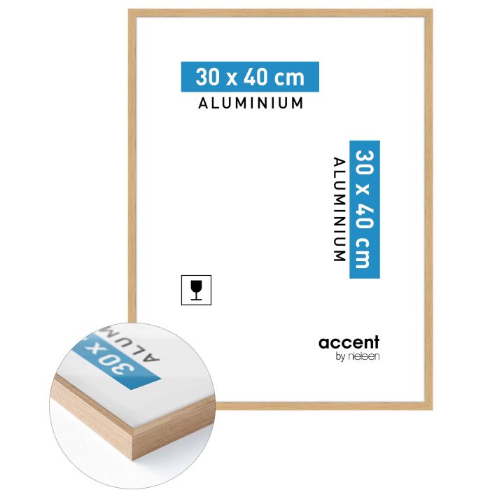 Aluminium Bilderrahmen Duo, 30 x 40 cm, Hellbraun, matt, Glas