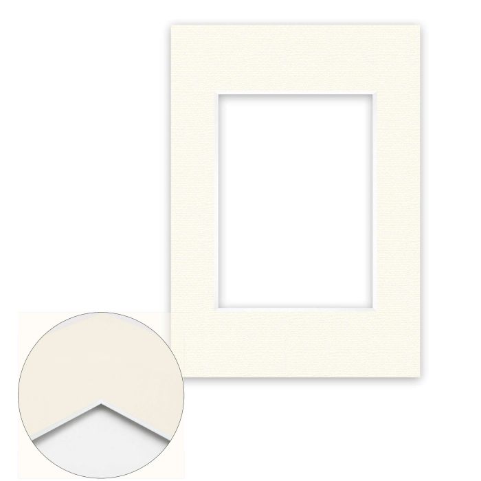 Passepartout Conservation 1,5 mm, 21 x 29,7 cm A4 (1 Bild 13x18), Cremeweiß gerippt