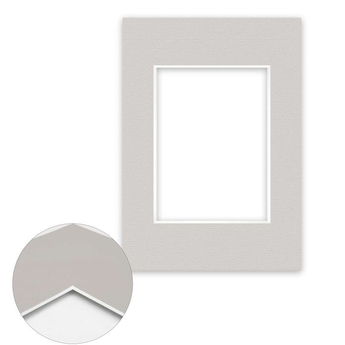 Passepartout Conservation 1,5 mm, 21 x 29,7 cm A4 (1 Bild 13x18), Kieselgrau gerippt