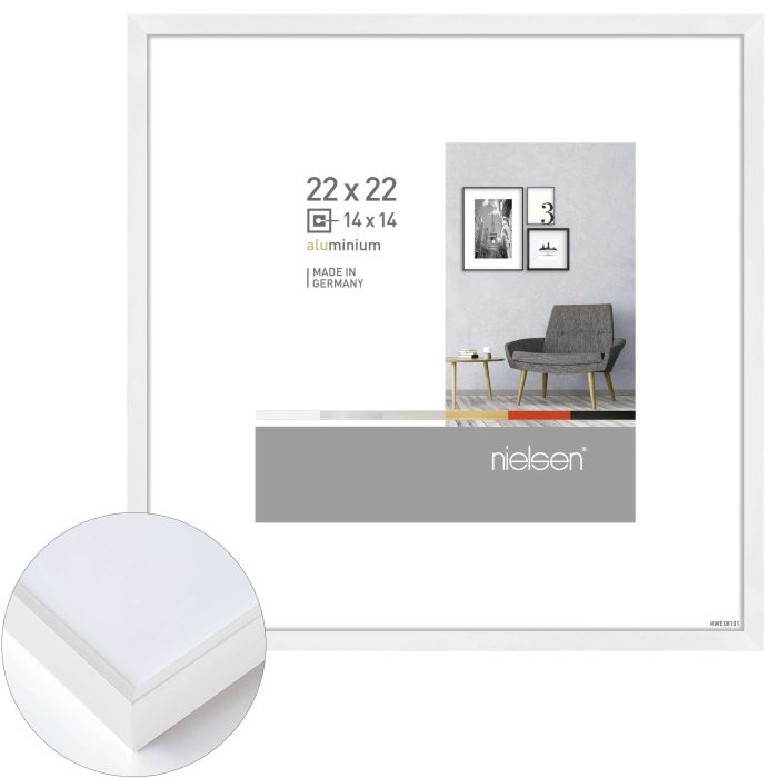 Aluminium Bilderrahmen Pixel, 22 x 22 cm, Weiß, glänzend, Glas