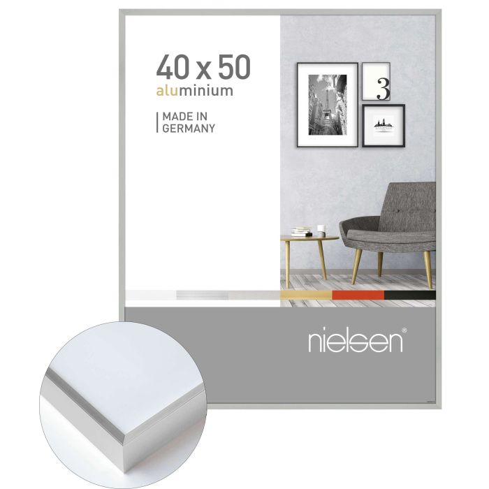 Aluminium Bilderrahmen Pixel, 40 x 50 cm, Silber, matt, Glas