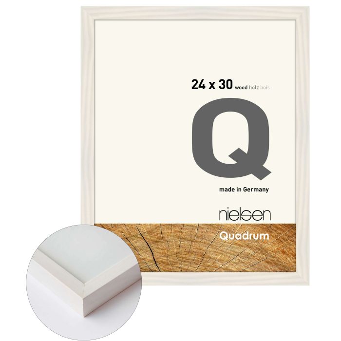 Holz Bilderrahmen Quadrum, 24 x 30 cm, Milchig, matt, Glas