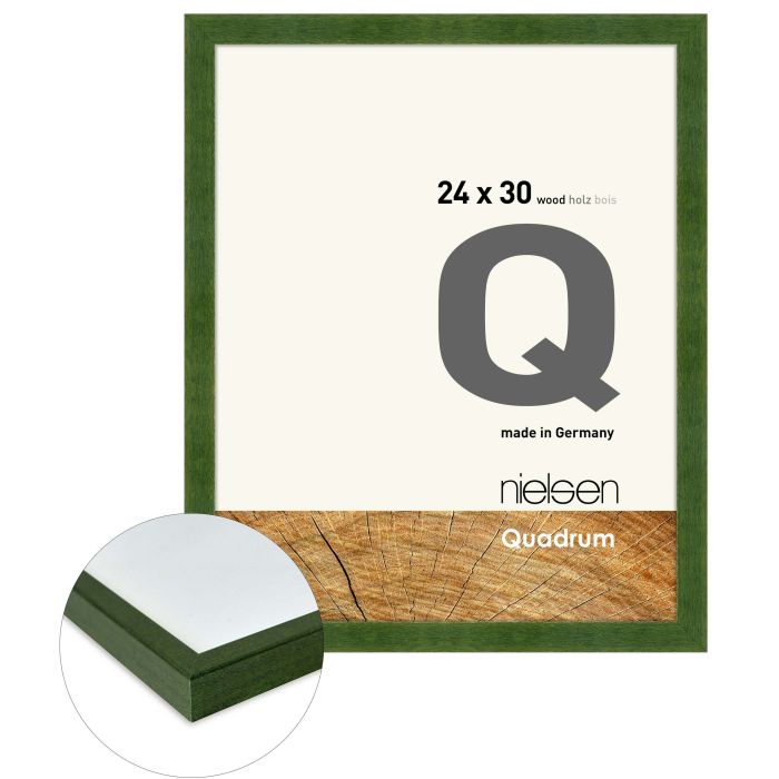 Holz Bilderrahmen Quadrum, 24 x 30 cm, Grün, matt, Glas