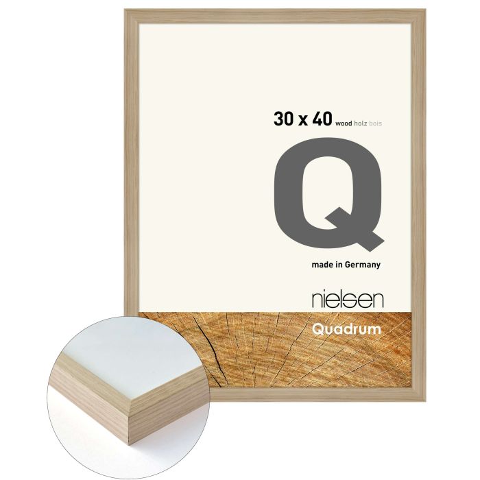 Holz Bilderrahmen Quadrum, 30 x 40 cm, Hellbraun, matt, Glas