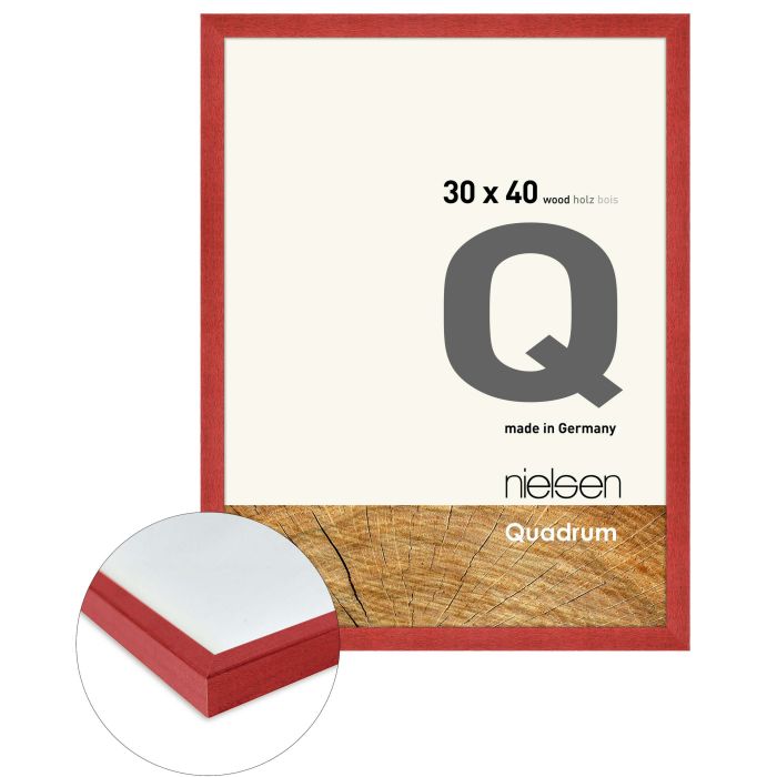 Holz Bilderrahmen Quadrum, 30 x 40 cm, Rot, matt, Glas