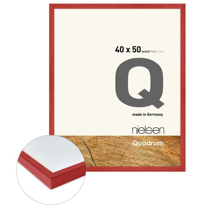 Holz Bilderrahmen Quadrum, 40 x 50 cm, Rot, matt, Glas