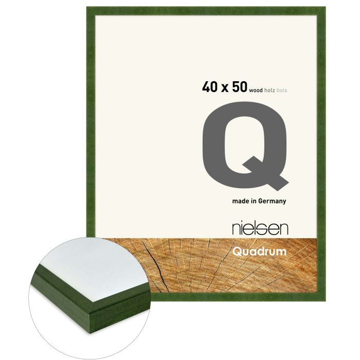 Holz Bilderrahmen Quadrum, 40 x 50 cm, Grün, matt, Glas