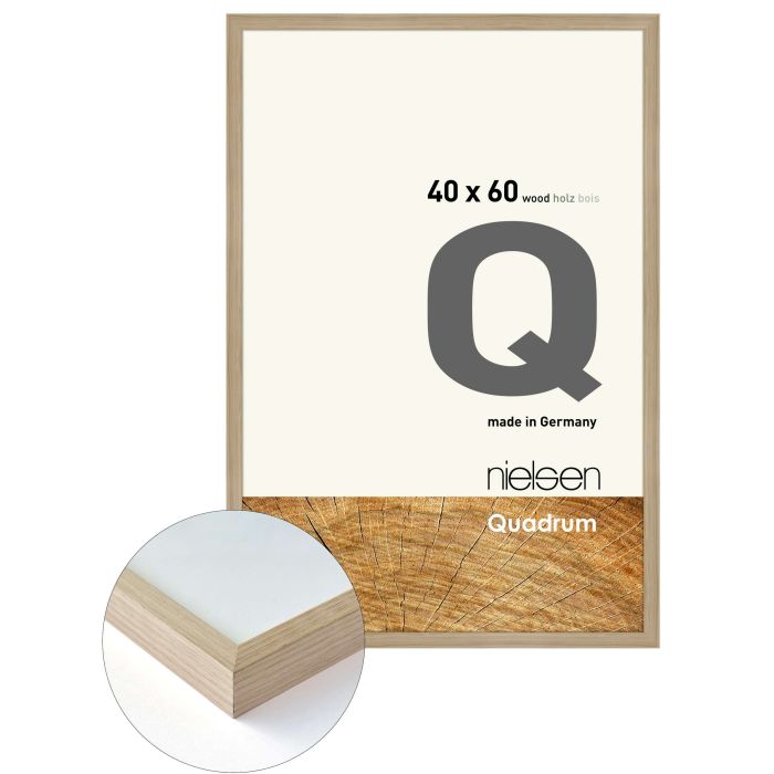 Holz Bilderrahmen Quadrum, 40 x 60 cm, Hellbraun, matt, Glas