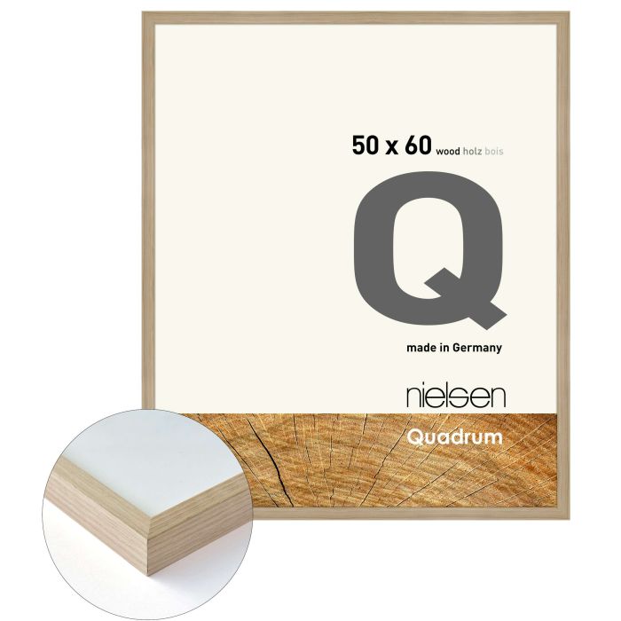 Holz Bilderrahmen Quadrum, 50 x 60 cm, Hellbraun, matt, Glas