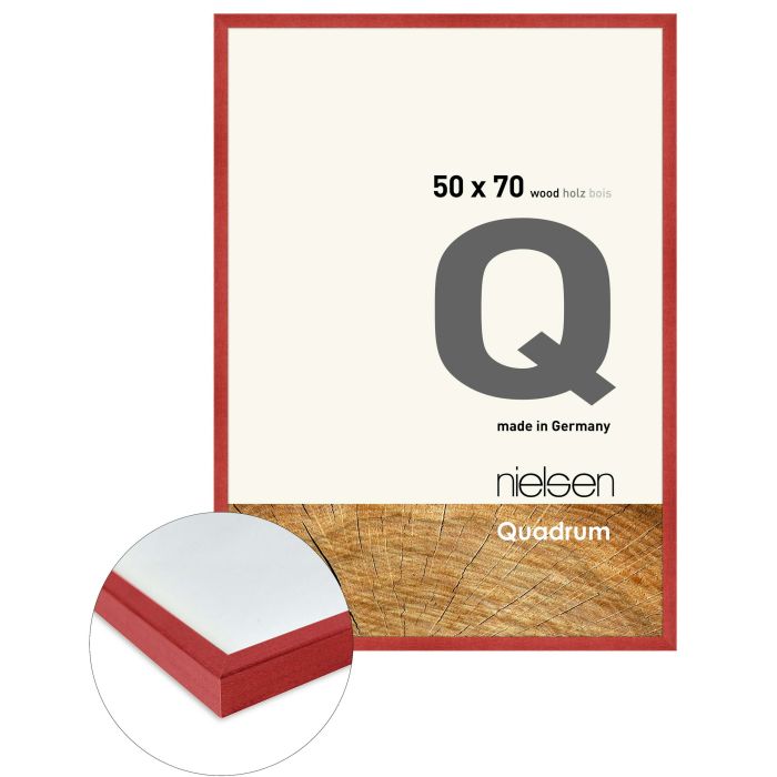 Holz Bilderrahmen Quadrum, 50 x 70 cm, Rot, matt, Glas