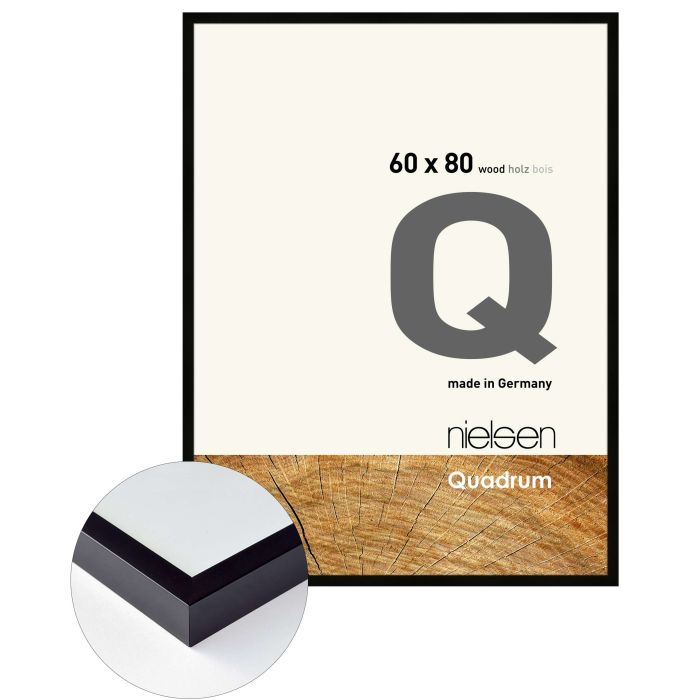 Holz Bilderrahmen Quadrum, 60 x 80 cm, Schwarz, matt, Glas