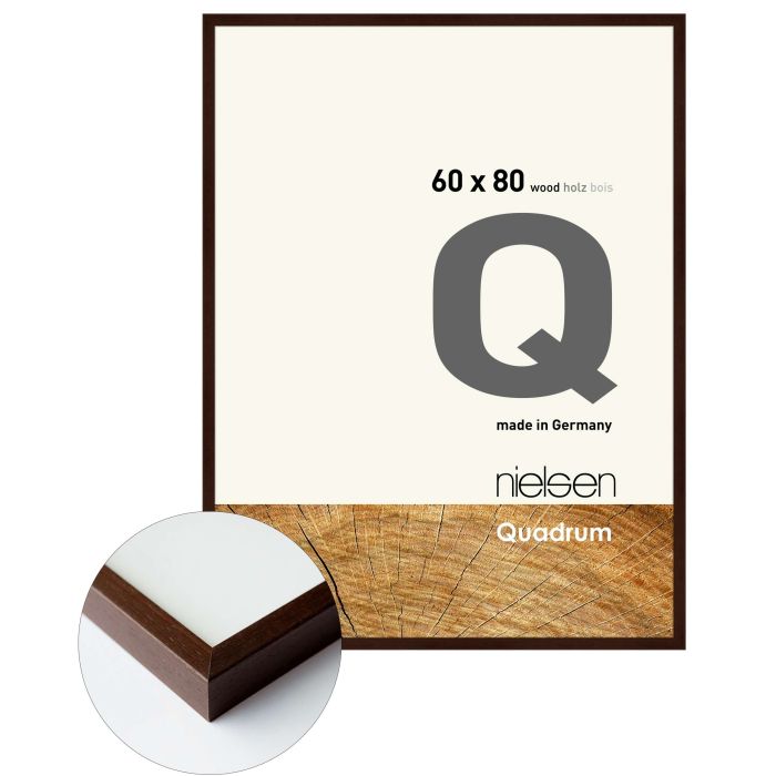 Holz Bilderrahmen Quadrum, 60 x 80 cm, Dunkelbraun, matt, Glas