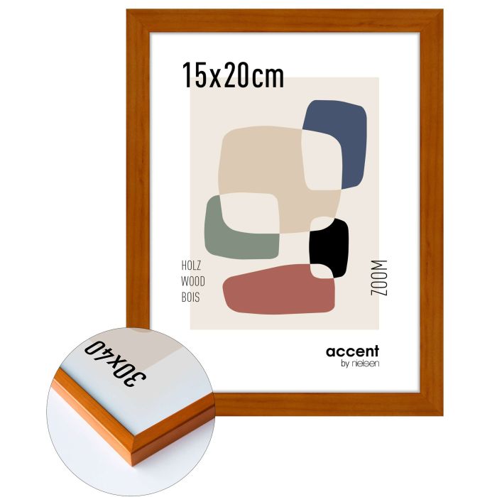 Holz Bilderrahmen Zoom, 15 x 20 cm, Orange, matt, Glas