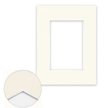 Passepartout Conservation 2,2 mm, 18 x 24 cm (1 Bild 10x15), Cremeweiß gerippt