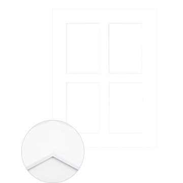 Passepartout Premium 2,5 mm, 30 x 40 cm (4 Bilder 10x15), Hellweiß, glatt