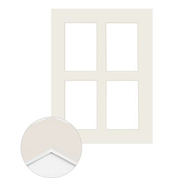 Passepartout Premium 2,5 mm, 30 x 40 cm (4 Bilder 10x15), Antikweiß, glatt