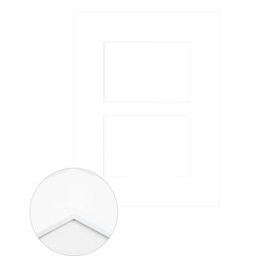 Passepartout Premium 2,5 mm, 30 x 40 cm (2 Bilder 13x18), Hellweiß, glatt