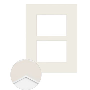 Passepartout Premium 2,5 mm, 30 x 40 cm (2 Bilder 13x18), Antikweiß, glatt