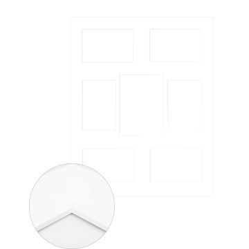 Passepartout Premium 2,5 mm, 40 x 50 cm (6 Bilder 10x15, 1 Bild 13x18), Hellweiß, glatt