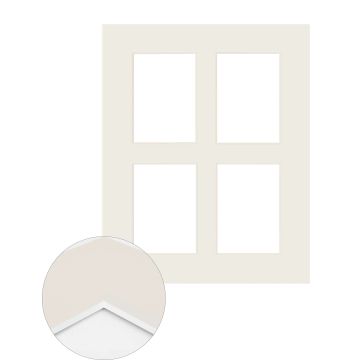 Passepartout Premium 2,5 mm, 40 x 50 cm (4 Bilder 13x18), Antikweiß, glatt